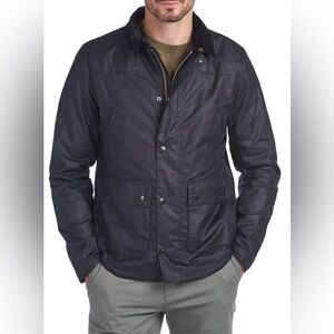 NWT Barbour Reelin Waxed Jacket XXL Navy Blue Men's Insulated Coat 2XL Slim Fit